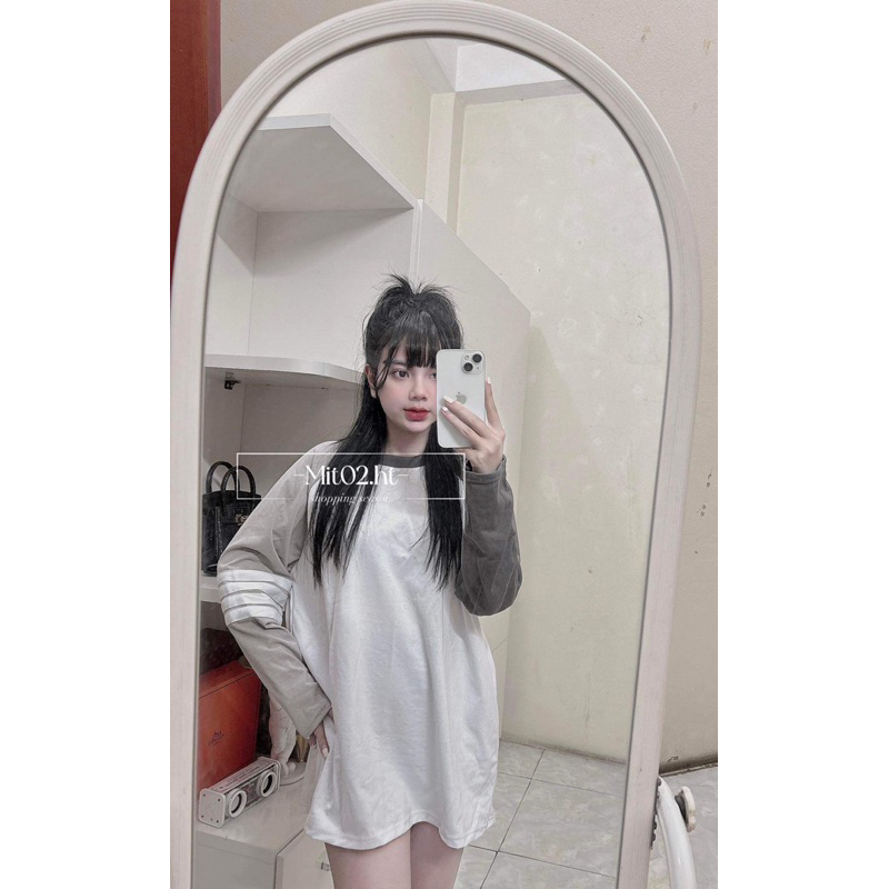 Áo thun dài tay phối màu