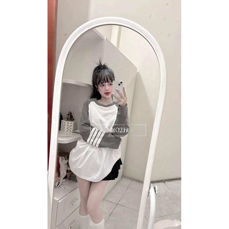Áo thun dài tay phối màu