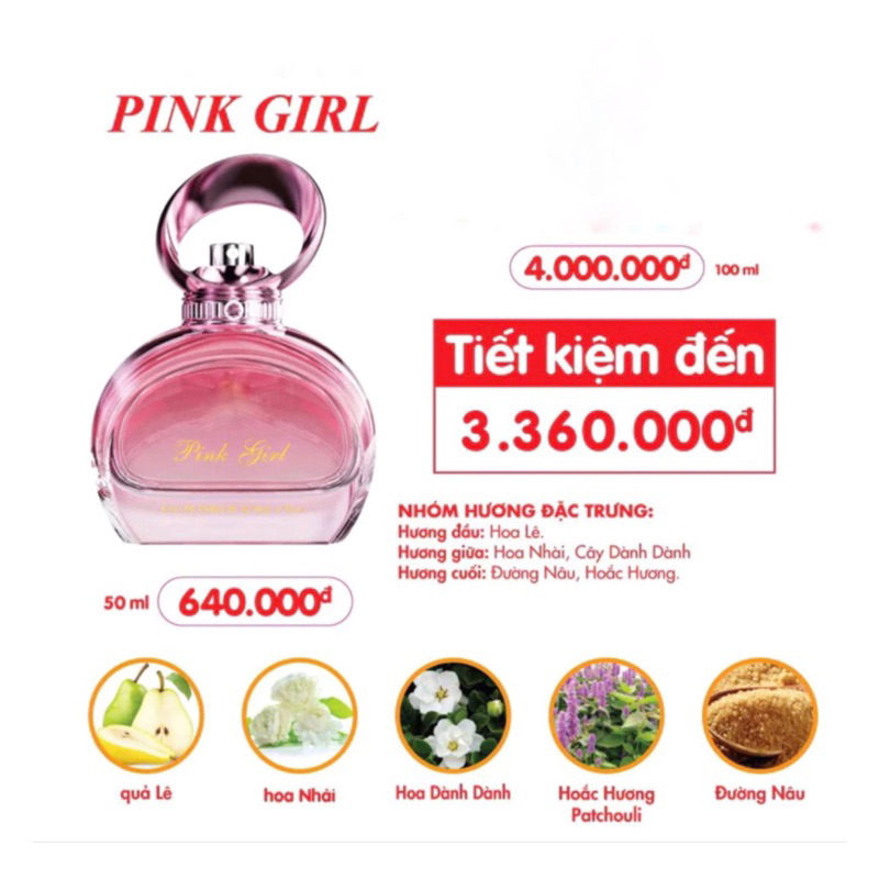 Nước Hoa Nữ PINK GIRL 50ML ( Tặng 5ml)