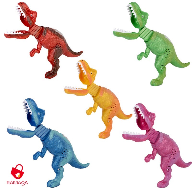 Kẹo đồ chơi khủng long lò xo kẹp tay có âm thanh Juqi Spring Dinosaur Candy