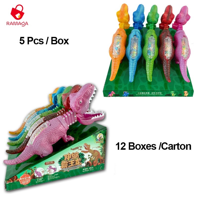 Kẹo đồ chơi khủng long lò xo kẹp tay có âm thanh Juqi Spring Dinosaur Candy