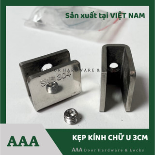 1 cái pát u 3cm inox 304 kính 8-12mm/ kẹp kính chữ u 3f - pát u kính bắt kính trong nhà tắm