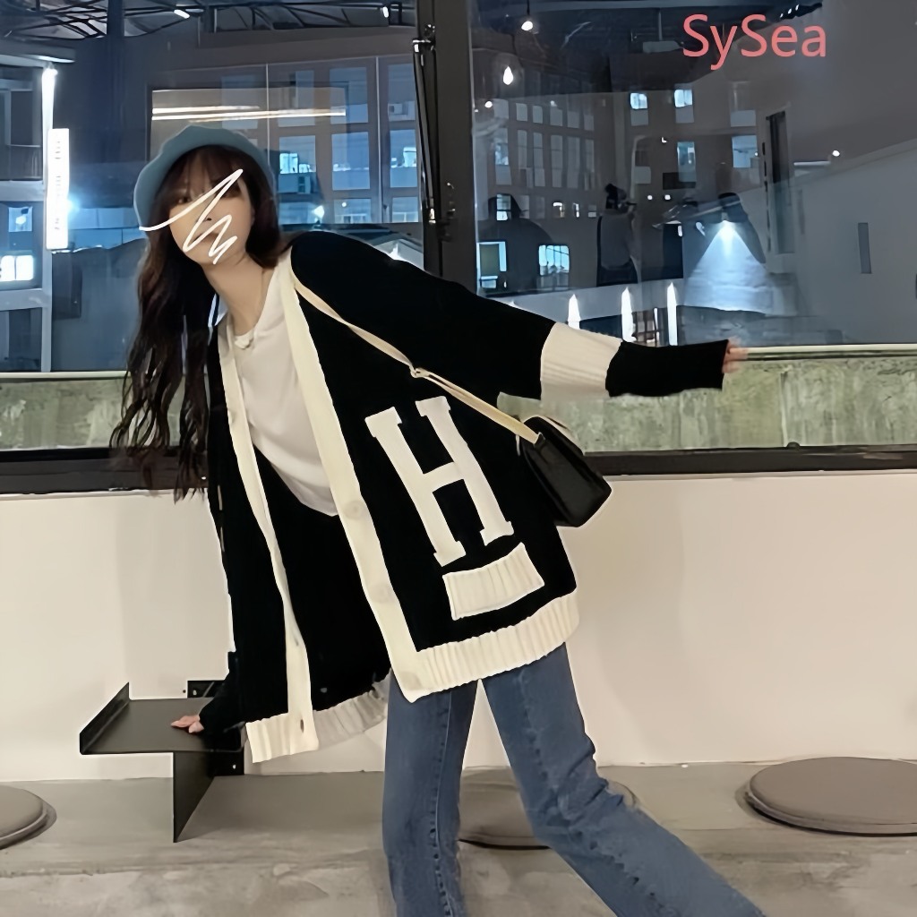 Áo Cardigan Nỉ Tăm Chữ H Form Rộng Tay Phồng