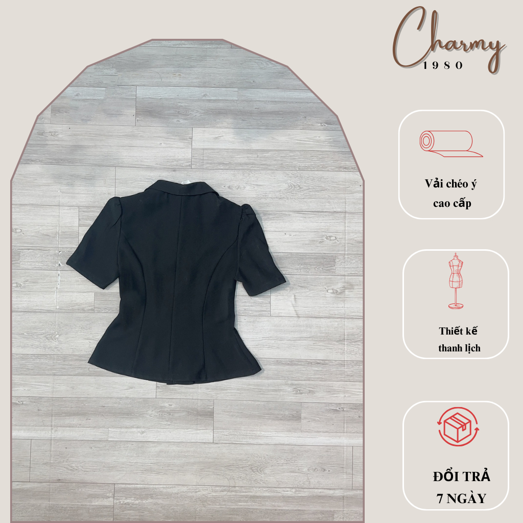 Aó thiết kế dáng peplum kiểu cổ vest che khuyết điểm tốt Charmy