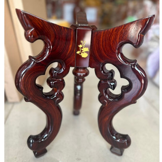 Chò gỗ tràm 3 chân đặt đĩa trái cây thờ cúng hoa văn cao 40cm