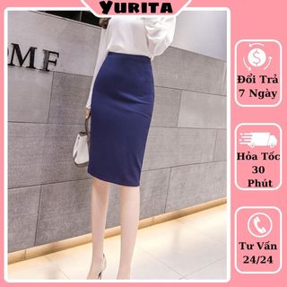 Chân Váy Công Sở Bút Chì Cao Cấp Dáng Dài YURITA Ôm Body Cạp Cao Lưng Thun Chất Vải Umi Co Giãn 4 chiều Xẻ Sau