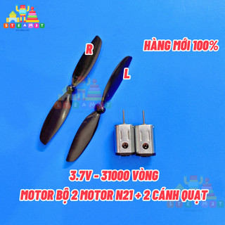 Bộ 2 Động cơ motor mô tơ mini từ tính mạnh N21 kèm cánh quạt tốc độ cao DC 3.7V - 7.4V - 43000 vòng - LK0119