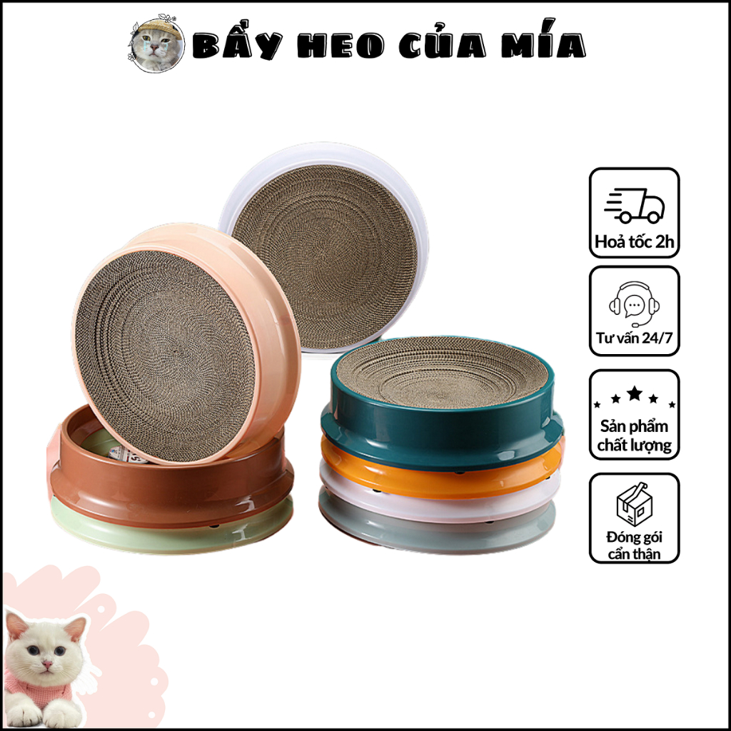 Đồ chơi cho mèo - Bàn cào tròn cho mèo có lõi thay thế