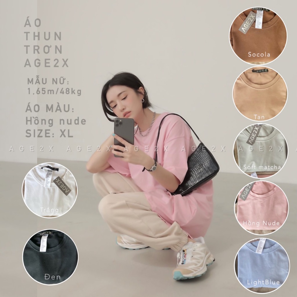 TONE HỒNG áo thun trơn AGE2X siêu dễ thương