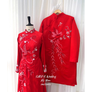 Áo dài cặp đỏ cao cấp