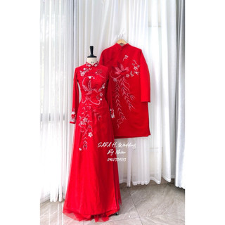 Áo dài cặp đỏ cao cấp