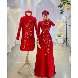 Áo dài cặp đỏ cao cấp