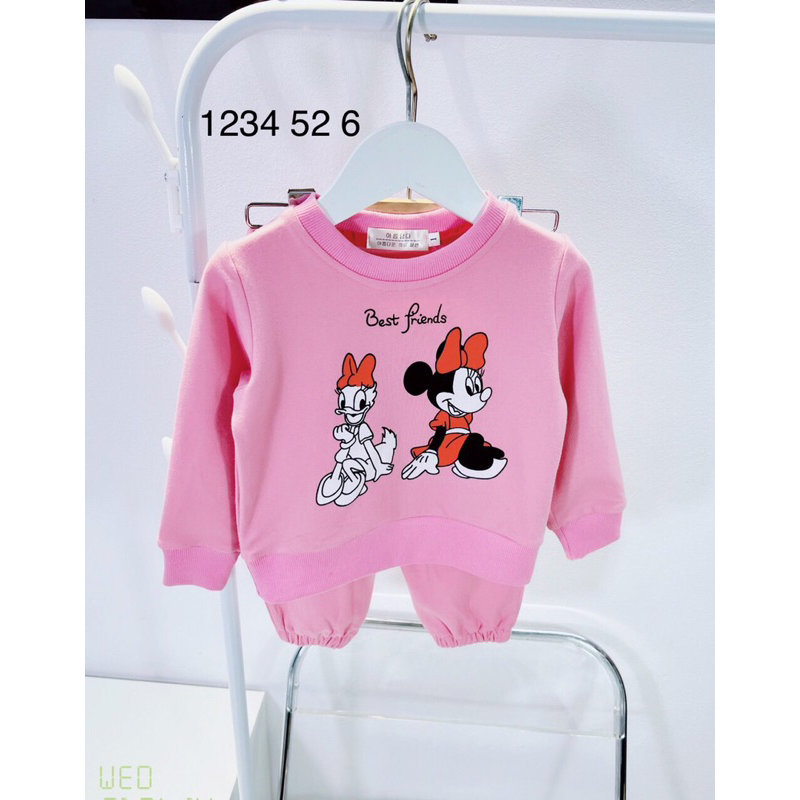 Bộ nỉ cho bé gái từ 2-6 tuổi tương đương 11-23kg