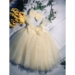 Đầm tutu công chúa kem nơ có ren cho bé. Tặng kèm băng đô hoặc cài tóc🥰🥰