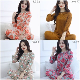 [BunnySky]  Đồ bộ mặc nhà, bộ quần áo nữ mặc nhà mặc sau sinh mặc ngủ vải mềm mịn mát họa tiết xinh