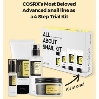 Bộ kit 4 món ốc sên tái tạo, dưỡng da cosrx all about snail kit - 4 steps