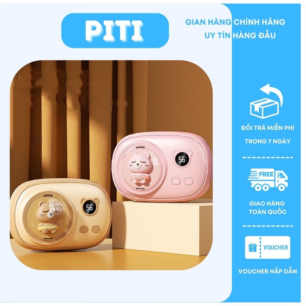 Máy sưởi mini cầm tay PITI giữ ấm mùa đông túi sưởi ấm chườm nóng bụng kinh thời trang có đèn LED hiển thị nhiệt độ