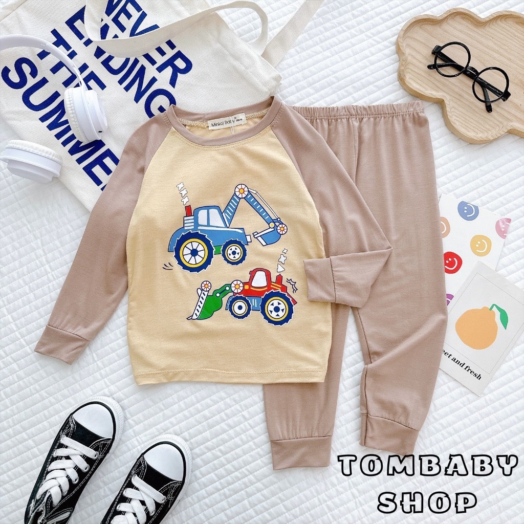 Bộ Dài Tay Thun Lạnh Minky Mom Phi Hành Gia Vũ Trụ Cho Bé, Bộ quần áo dài tay, bộ đồ mặc nhà cho bé trai từ 5-18kg