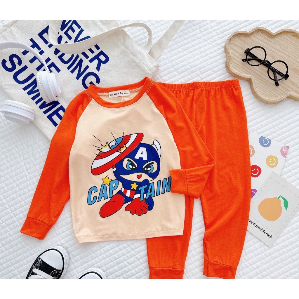 Bộ Dài Tay Thun Lạnh Minky Mom Phi Hành Gia Vũ Trụ Cho Bé, Bộ quần áo dài tay, bộ đồ mặc nhà cho bé trai từ 5-18kg