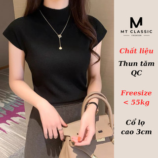 (HỎA TỐC HCM) Áo thun gân cổ cao tay ngắn nữ, áo mặc bên trong cổ cao giữ ấm cho cơ thể có size tới 65kg) - MT CLASSIC