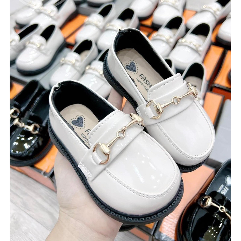 Giày Da Đế Mềm Phong Cách retro Xinh Xắn Cho Bé .