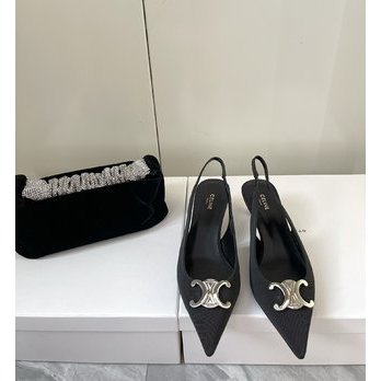 Giày cao gót nữ mũi nhọn Celine khoá logo thương hiệu sành điệu