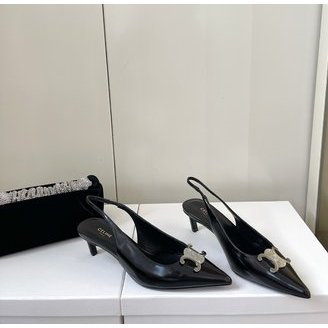 Giày cao gót nữ mũi nhọn Celine khoá logo thương hiệu sành điệu