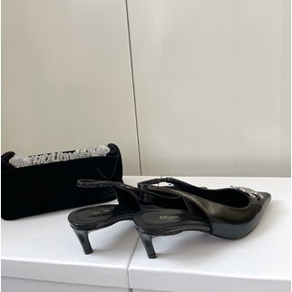 Giày cao gót nữ mũi nhọn Celine khoá logo thương hiệu sành điệu