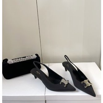 Giày cao gót nữ mũi nhọn Celine khoá logo thương hiệu sành điệu