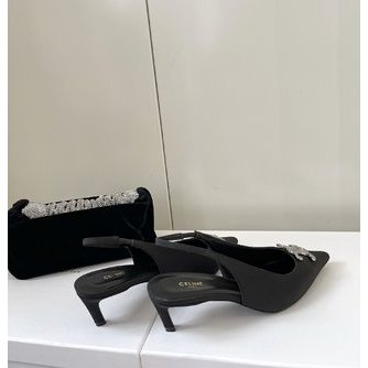 Giày cao gót nữ mũi nhọn Celine khoá logo thương hiệu sành điệu