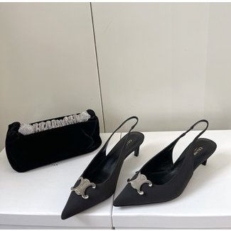 Giày cao gót nữ mũi nhọn Celine khoá logo thương hiệu sành điệu