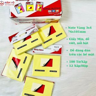Combo 2 xấp 100 tờ giấy note / giấy ghi nhớ / giấy ghi chú màu vàng 3x4 xing li / xingli / king