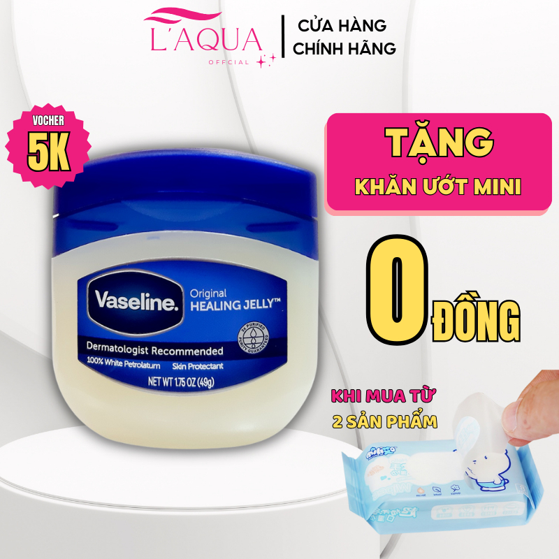 Sáp dưỡng ẩm, Dưỡng môi mềm mịn Vaseline, sáp chống nứt nẻ da, 100% Pure Petroleum Jelly Original Lọ 7g, 49g Trắng Hồng