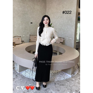 Chân váy len dài xẻ sau kèm đai #711