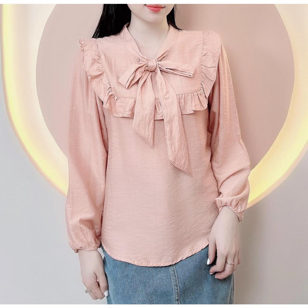 Áo Kiểu nữ hàn quốc vải đũi hàn mềm mịn màu thu xinh xắn LAMO-B1188