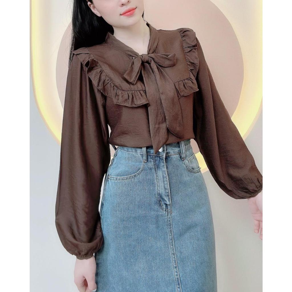 Áo Kiểu nữ hàn quốc vải đũi hàn mềm mịn màu thu xinh xắn LAMO-B1188
