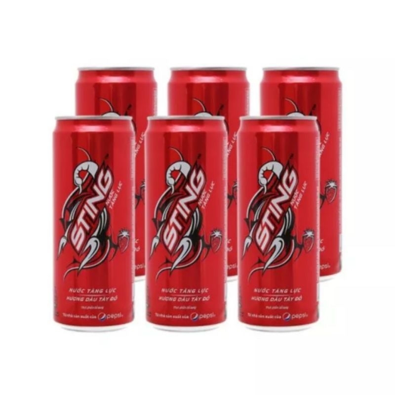 Lốc 6 lon nước tăng lực Sting dâu