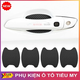Bộ 4 Miếng Dán Chống Xước Hõm Tay Nắm Cửa Xe Ô Tô Vân Carbon, Chống Trầy Xước, Bảo Vệ Hõm Cửa