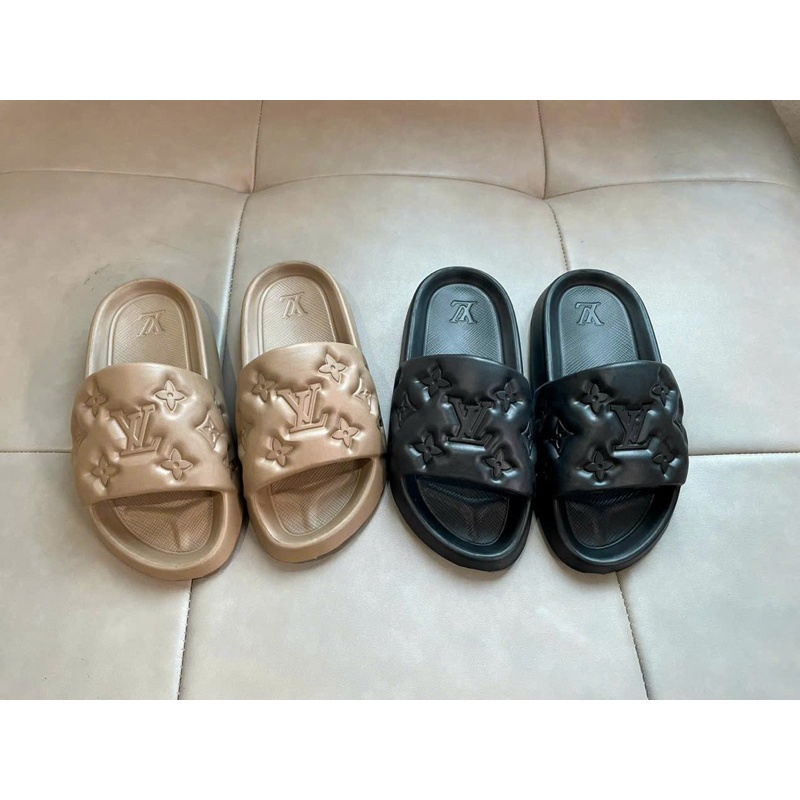 Dép đúc LV quai ngang bánh mì cao su non nguyên khối siêu nhẹ