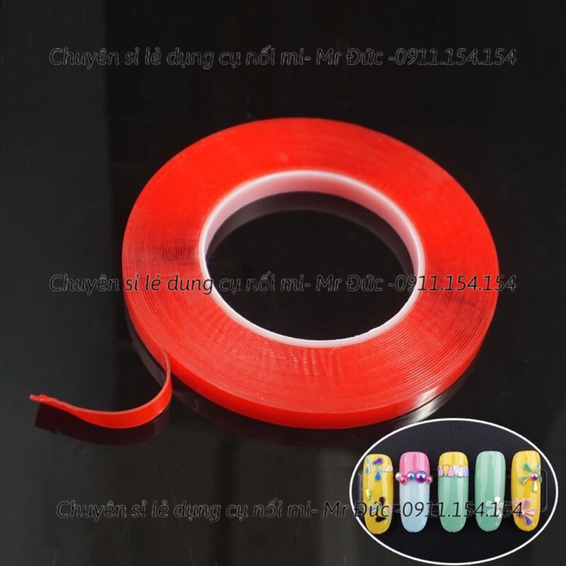 (Cuộn to) Băng keo tạo fan Đỏ nail , cuộn keo đỏ 2 mặt dán mẫu móng , tạo fan mi , nailbox, nối mi_dụng cụ nối mi_Mr Đức