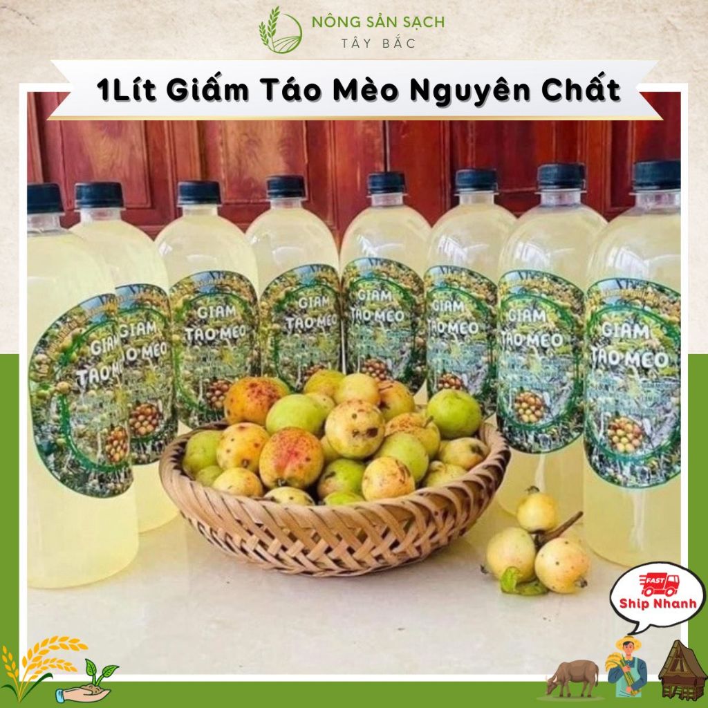 Giấm Táo Mèo Nguyên Chất Mù Cang Chải Yên Bái( chuẩn không pha )loại 1 lít Nhà làm .