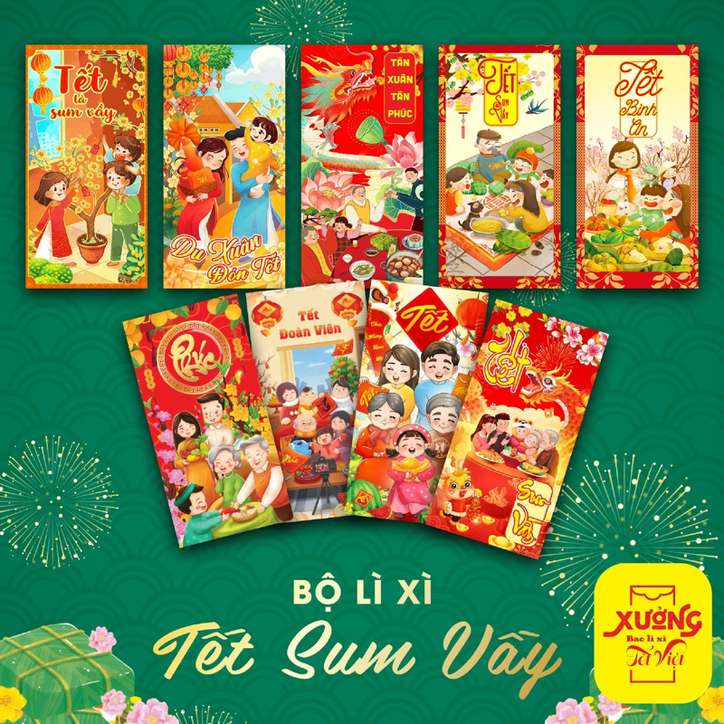 Sỉ 100 Bao Lì Xì Tết Gia Đình Đoàn Viên Sum Vầy lì truyền thống tết dân gian- ĐƯỢC CHỌN MẪU