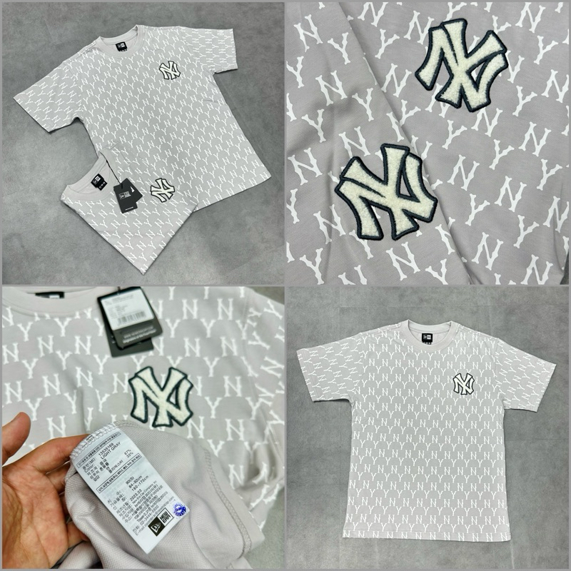 Áo Thun New Era x MLB Monogram NY Xám 13535169 * Áo New Era Chính Hãng Mono Xám Full Tem Tag