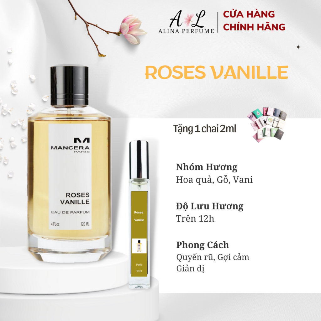 Nước Hoa Chiết Unisex Alina Perfume Roses Vanille Chính Hãng 10ml Thơm Lâu Giản dị , Gợi cảm , Quyến rũ