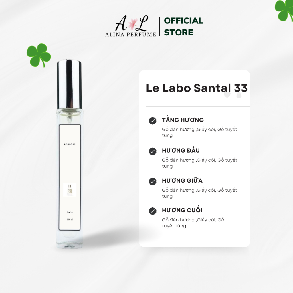 Nước Hoa Chiết Nữ Alina PerfumeSantal 33 Chính Hãng 10ml Thơm Lâu  Sang trọng, Gợi cảm, Tinh tế