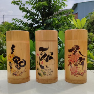Hộp đựng trà bằng tre thư pháp