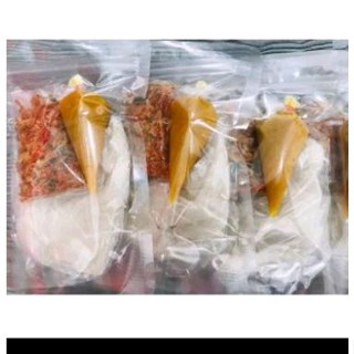 com bánh tráng rìa+ sốt muối béo+ hành phi