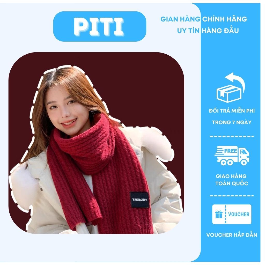 Khăn quàng cổ PITI dáng ngắn khăn choàng cổ phối lông thời trang hàn quốc dày dặn ấm áp