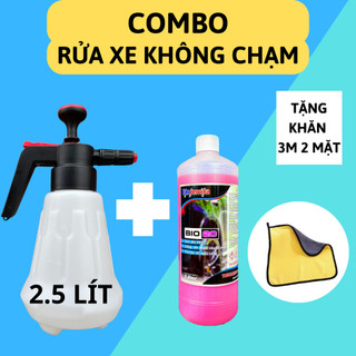 Không chạm Bio20+Bình tạo bọt tuyết+khăn lau xe 3M, Combo rửa xe không chạm cho ô tô và xe máy