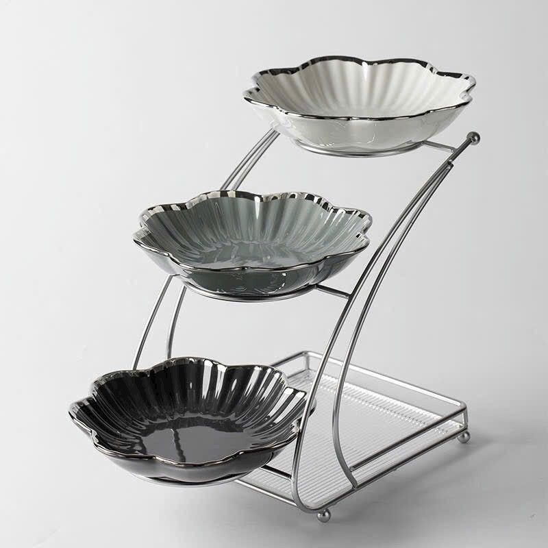 Khay đựng hóa quả 3 tầng bát sứ